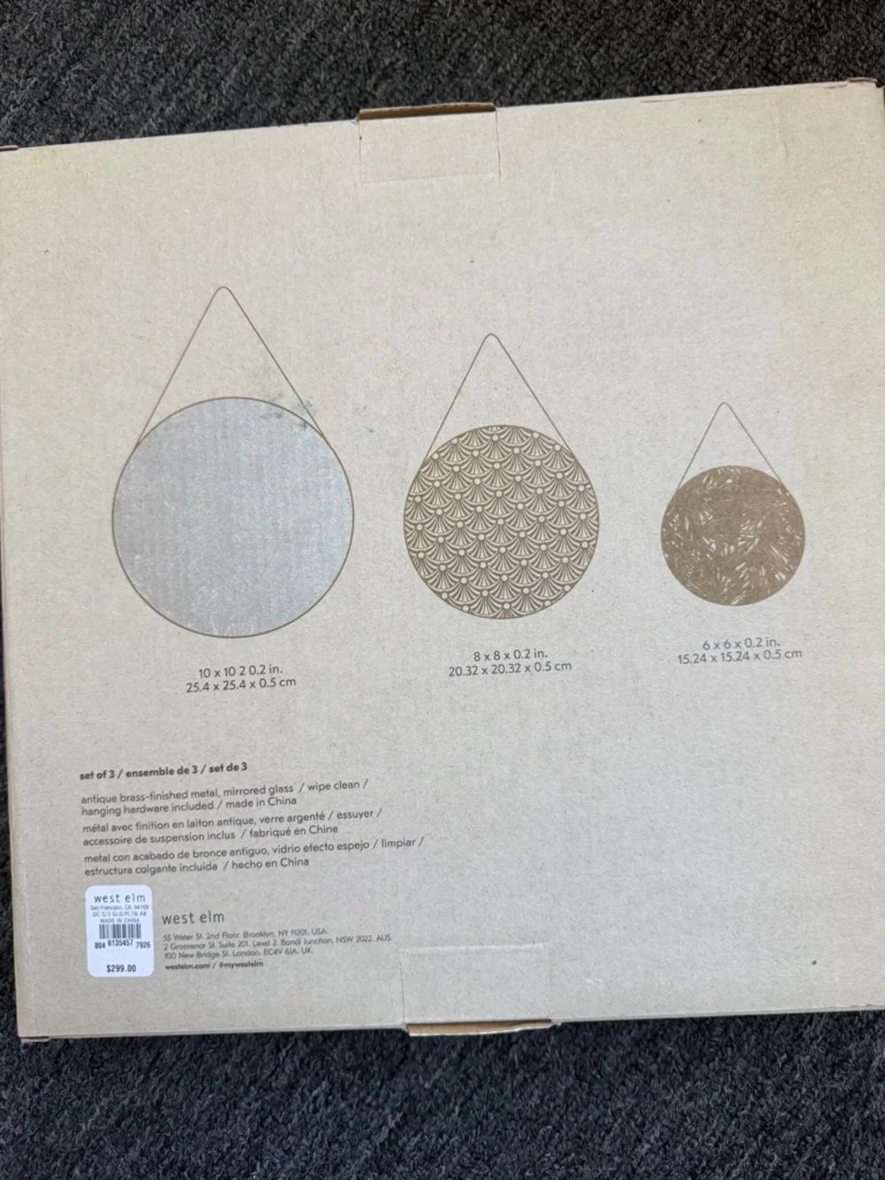 West Elm Metallic Round Wall Trio in Silver, Gold, and Blue-Gray